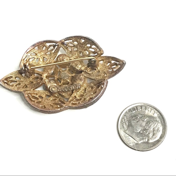 Art Deco Vintage Brooch SARAHCOV Opal Rhinestones - Picture 3 of 7